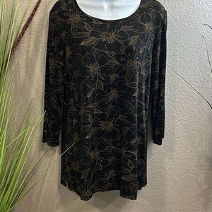 #91 Briggs New York long sleeve floral print tunic size large